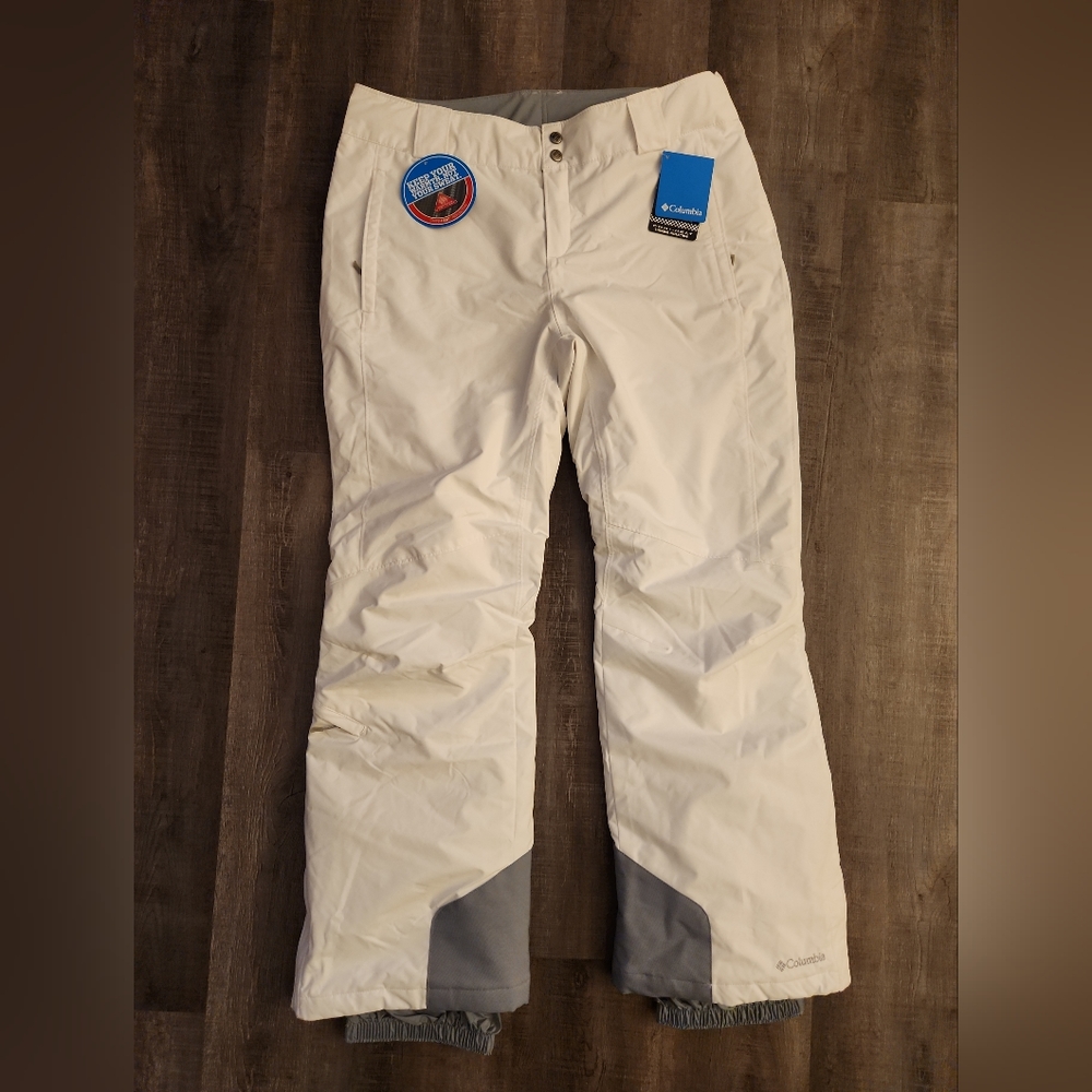 COLUMBIA WOMEN BUGABOO OMNI HEAT INSULATED SNOW PANT WHITE Large